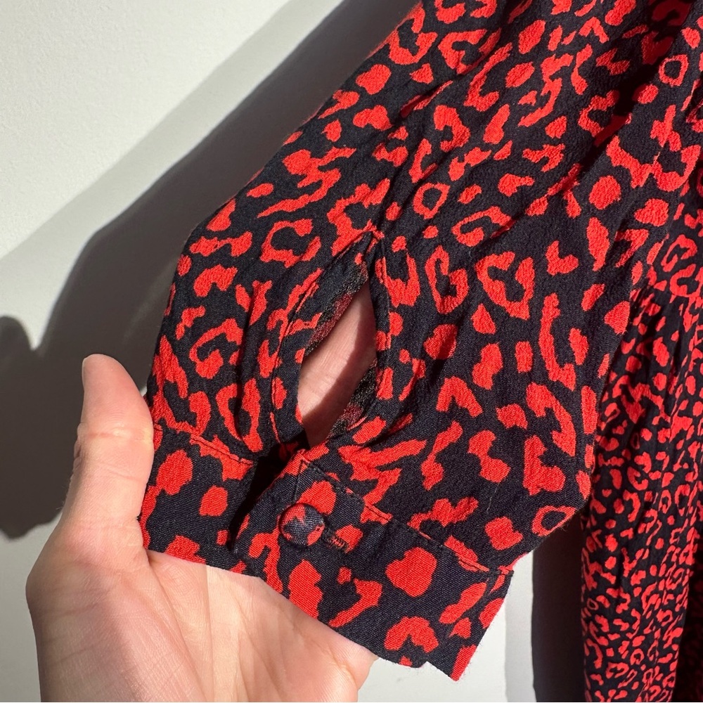 ZARA Red Leopard Printed Midi Tent Dress Women's Size M - Picture 15 of 15